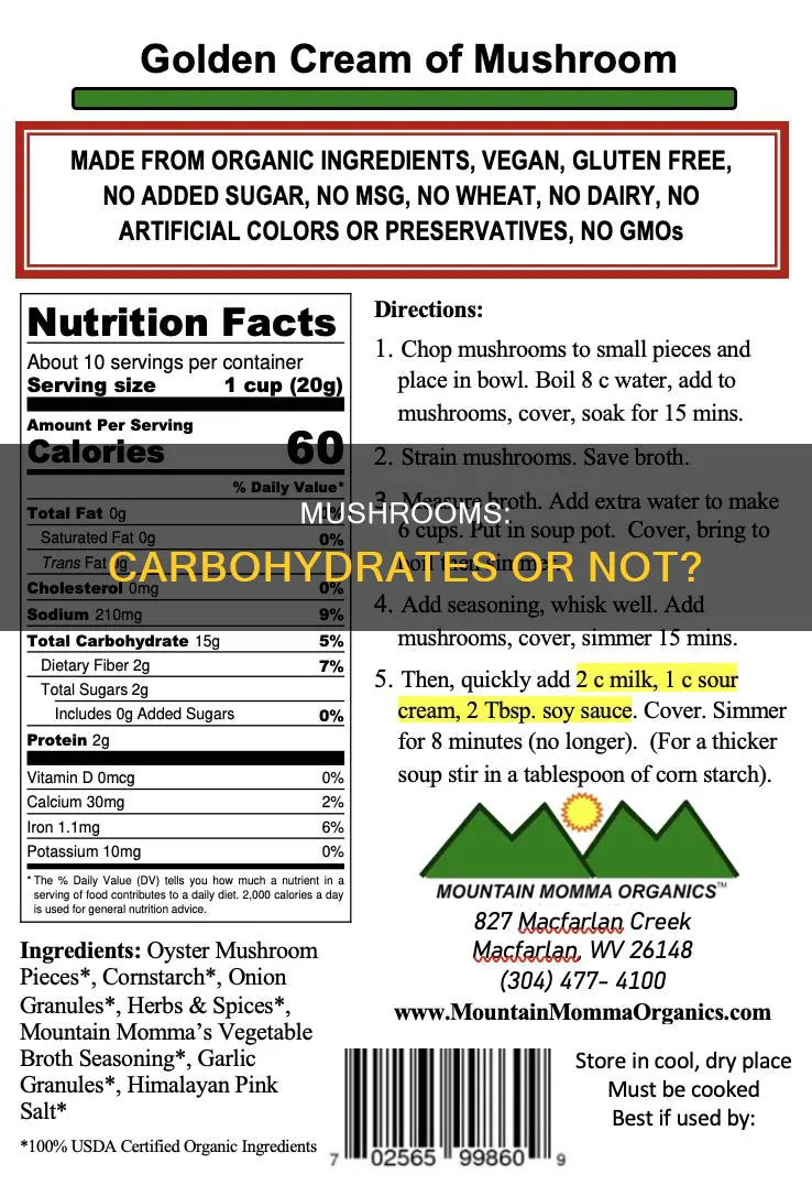 are mushrooms a carbohydrate