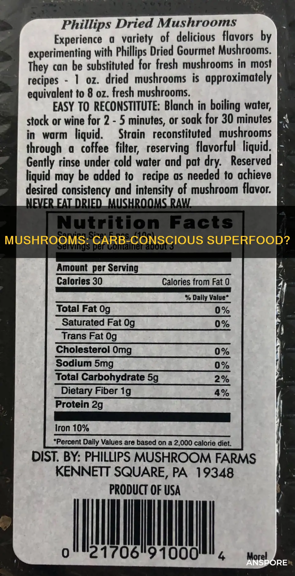 are mushrooms low in carbs