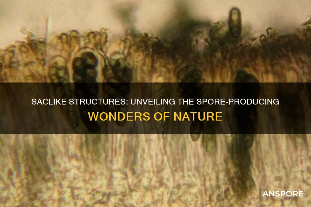 are saclike structures that produce many spores