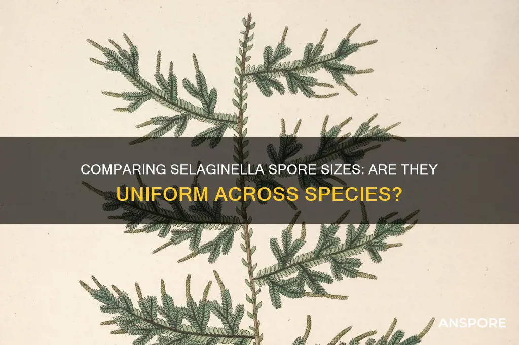 are spores of selaginella similar in size