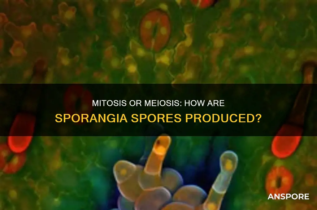 are the spores in sporangia produced by mitosis or meiosis