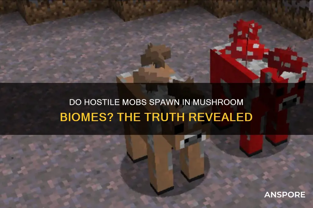 can hostile mobs spawn in mushroom biomes