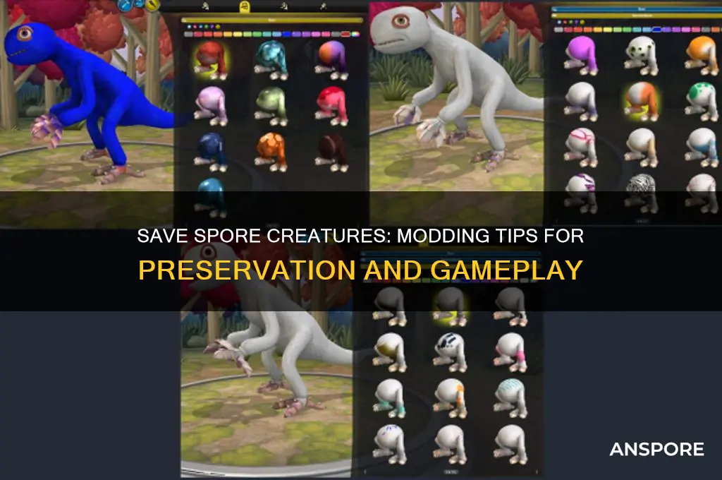 can i save spore creatures with mods