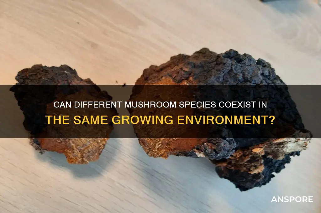 can multiple speciees of mushrooms grow together