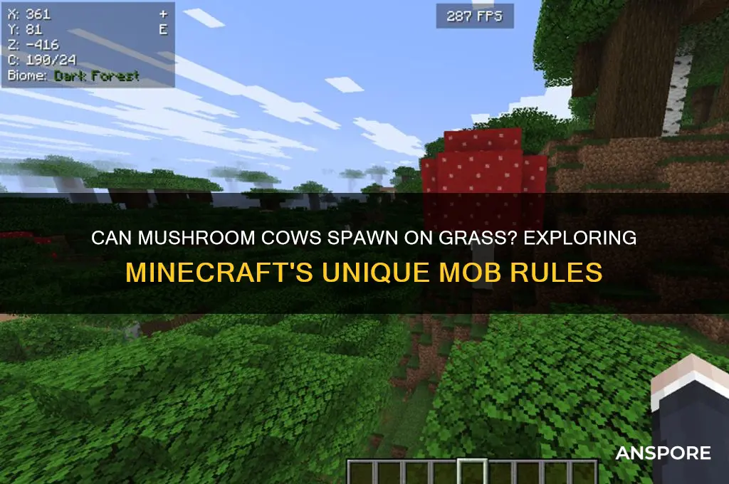 can mushroom cows spawn on grass