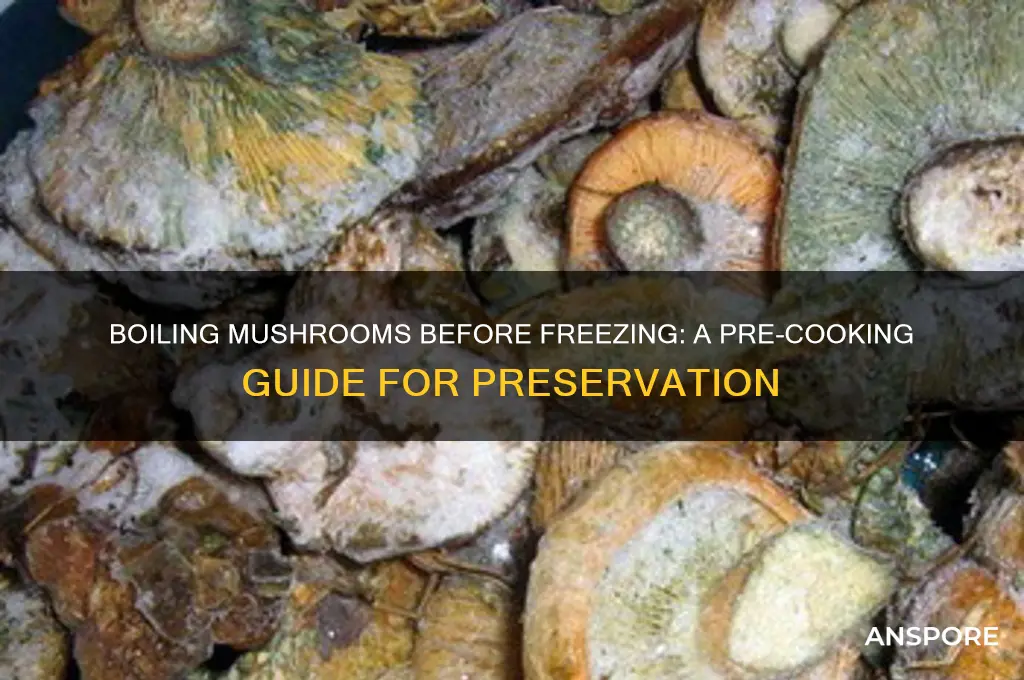 can you cook mushrooms in boiling water before freezing