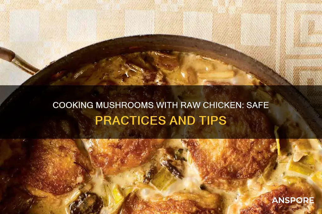 can you cook mushrooms with raw chicken