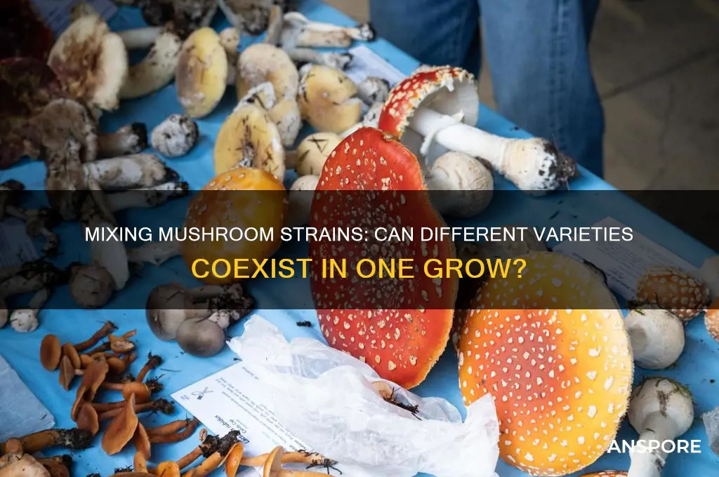 can you grow different strains of mushrooms together