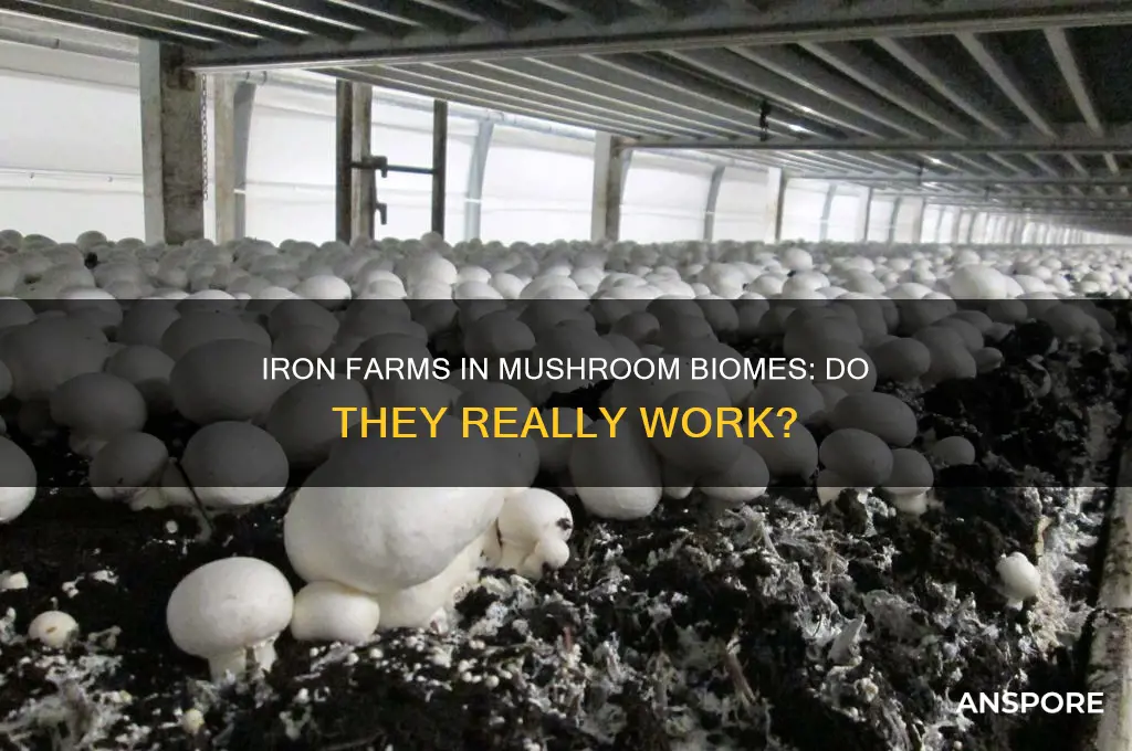 do iron farms work in mushroom biomes
