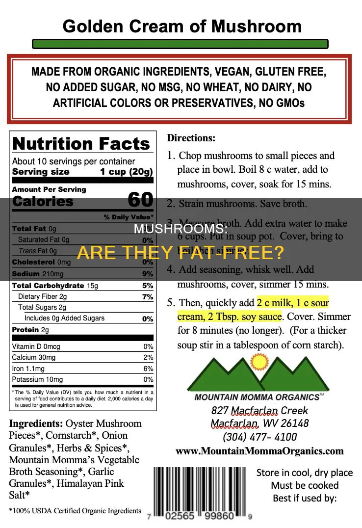 do mushrooms have fat