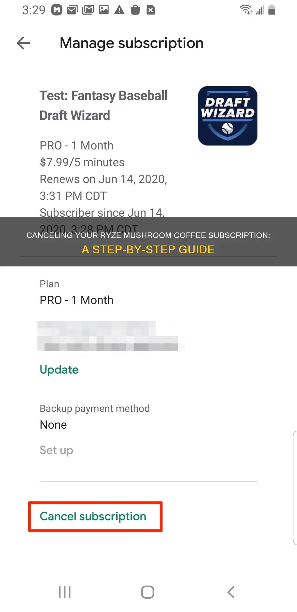 how do i cancel my ryze mushroom coffee subscription