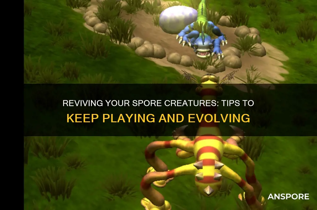 how do i continue to play creatures in spore