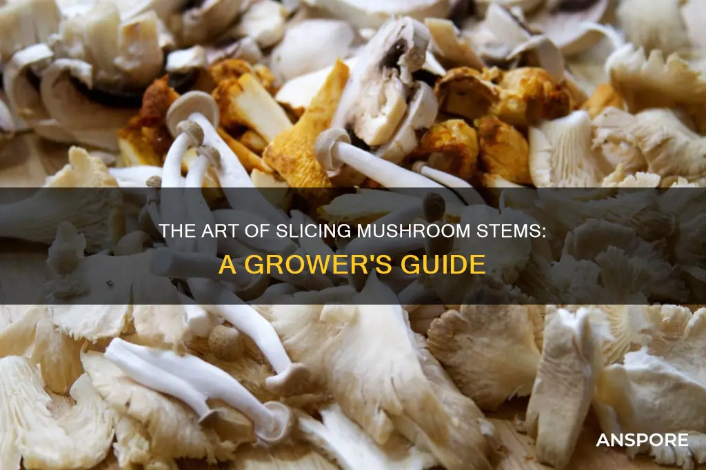 how do mushroom growers slice the stems off