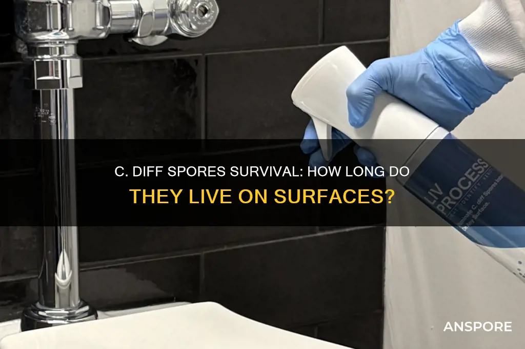 how long c diff spores live on surfaces