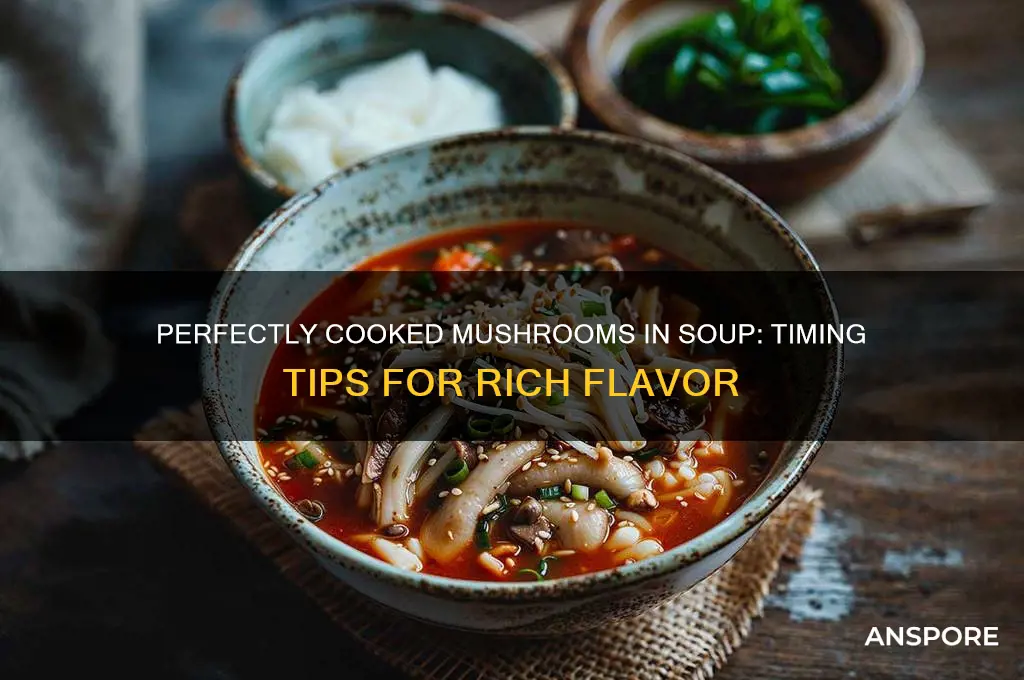 how long cook mushrooms in soup