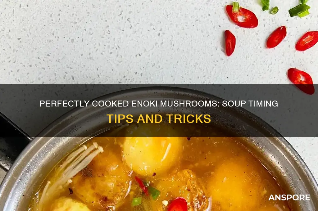 how long do enoki mushrooms take to cook in soup