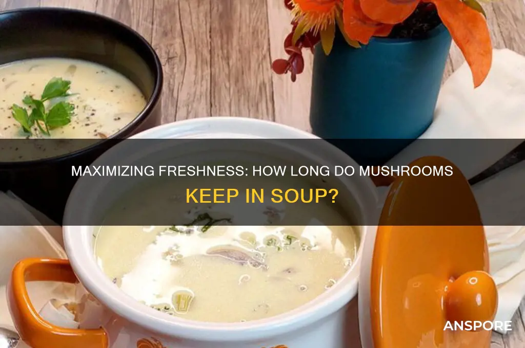 how long do mushrooms keep in soup