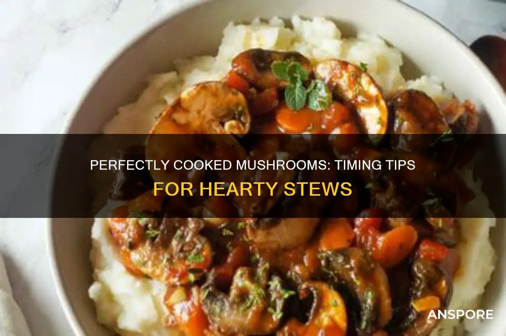 how long do mushrooms need to cook in a stew