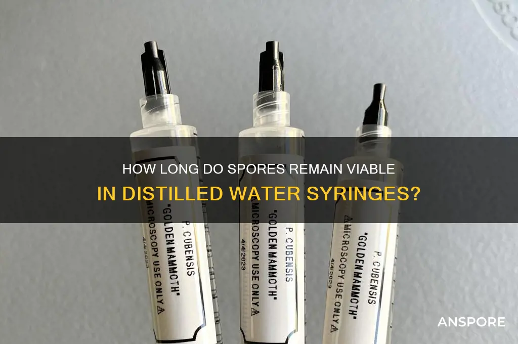 how long do spores keep in distilled water syringe