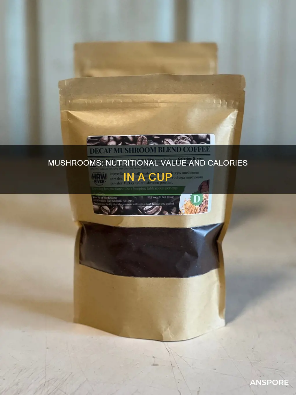 how many calories are in 1 cup mushrooms