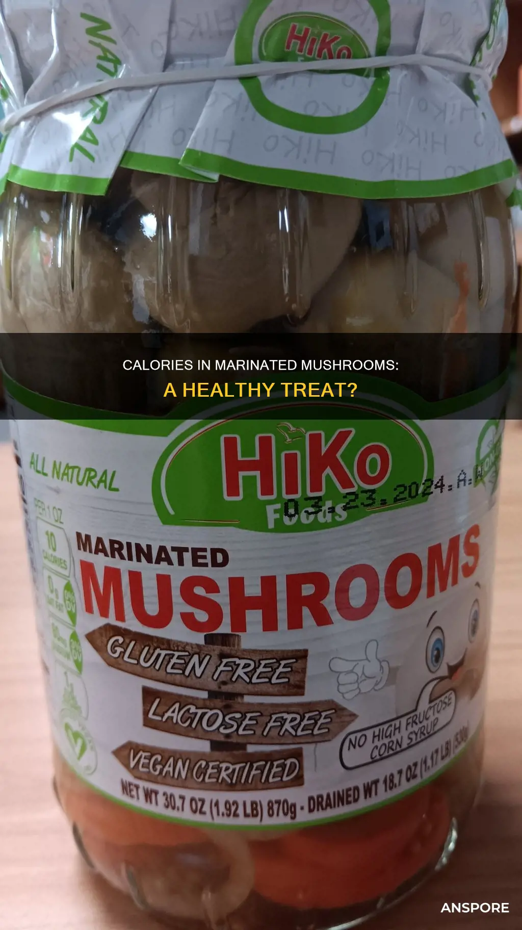 how many calories in a cup of marinated mushrooms