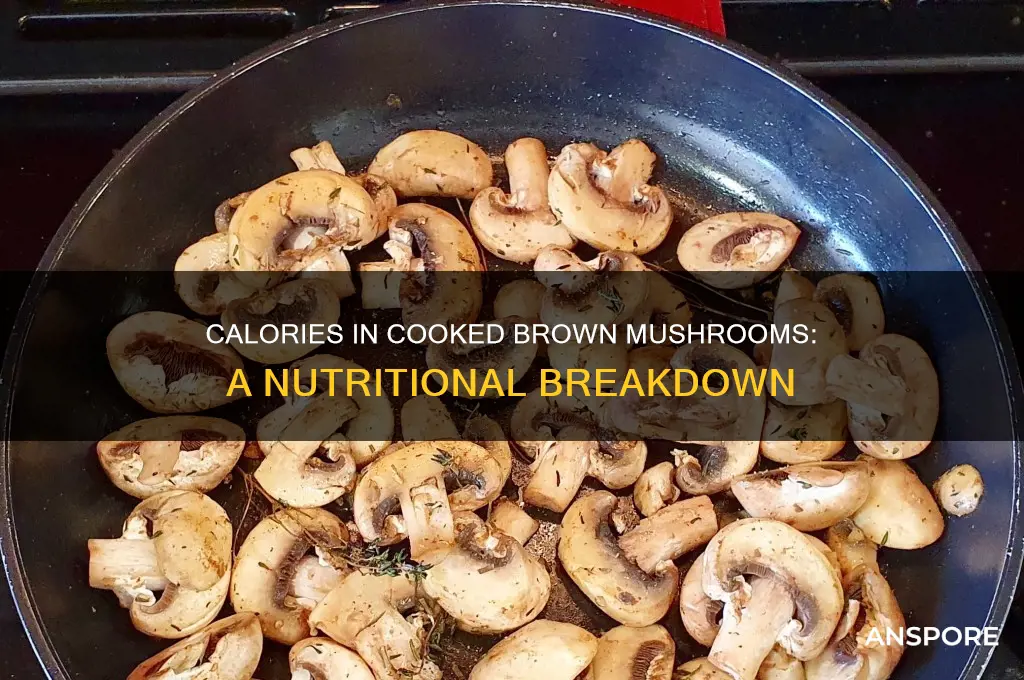 how many calories in brown mushrooms cooked