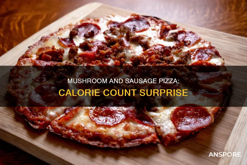 how many calories slice pizza with mushroom sausage