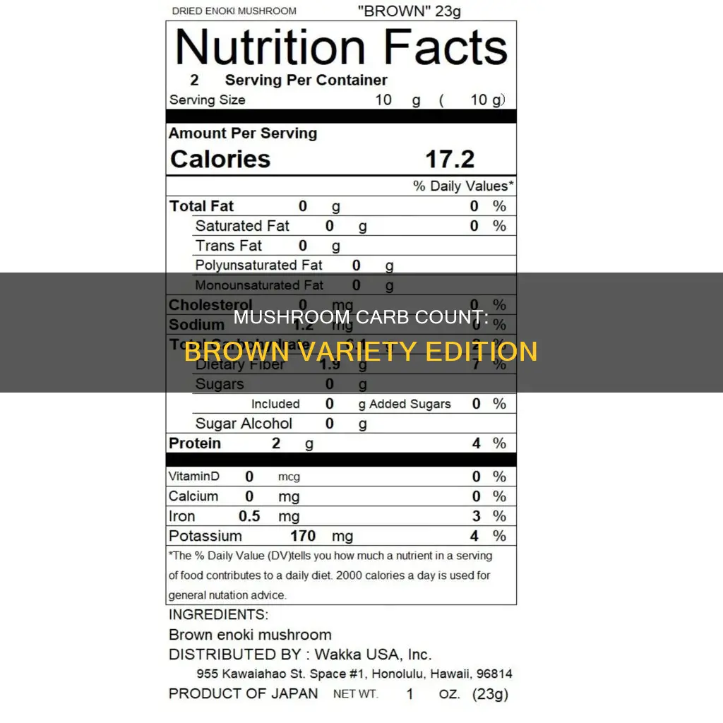 how many carbs in a cup of brown mushrooms