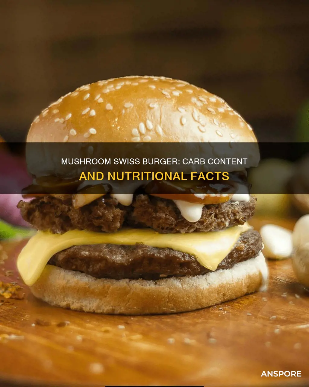 how many carbs in a mushroom swiss burger
