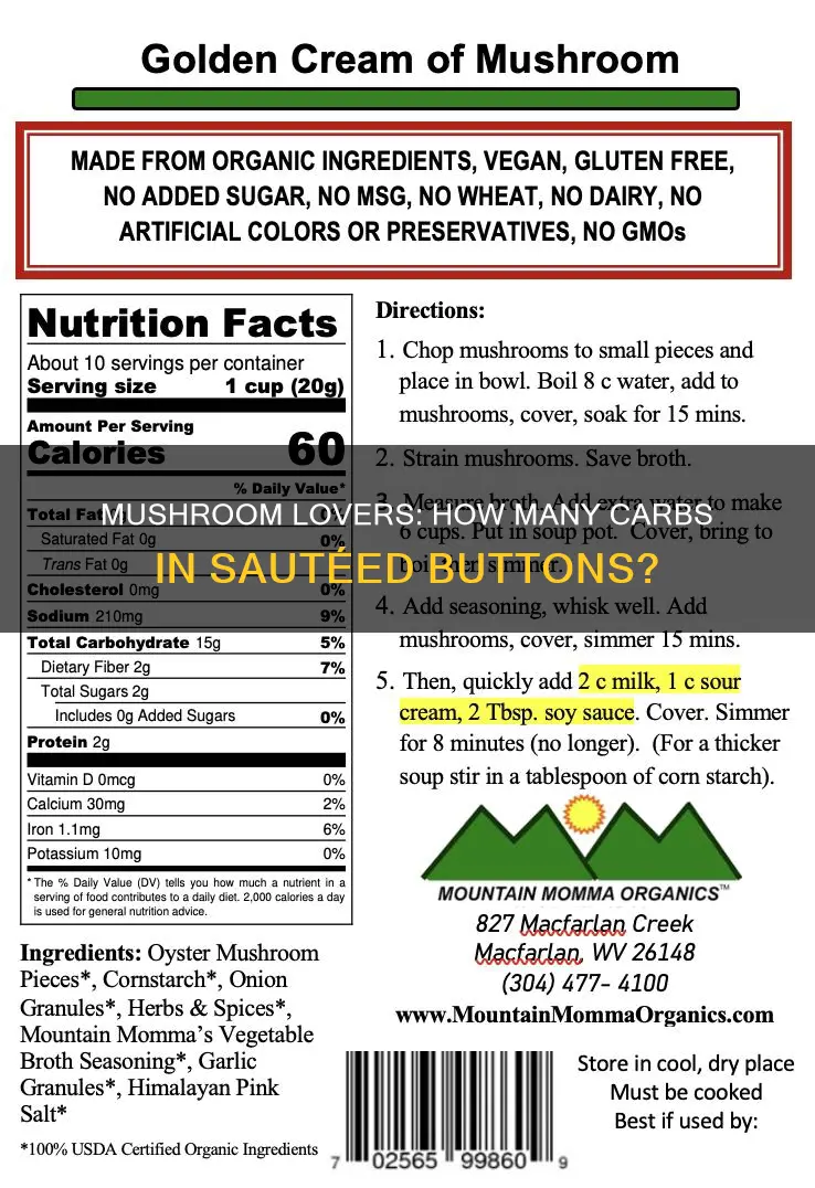how many carbs in sauteed button mushrooms