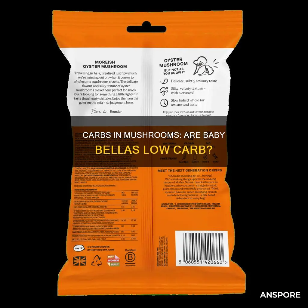 how many carbs sliced baby bella mushrooms