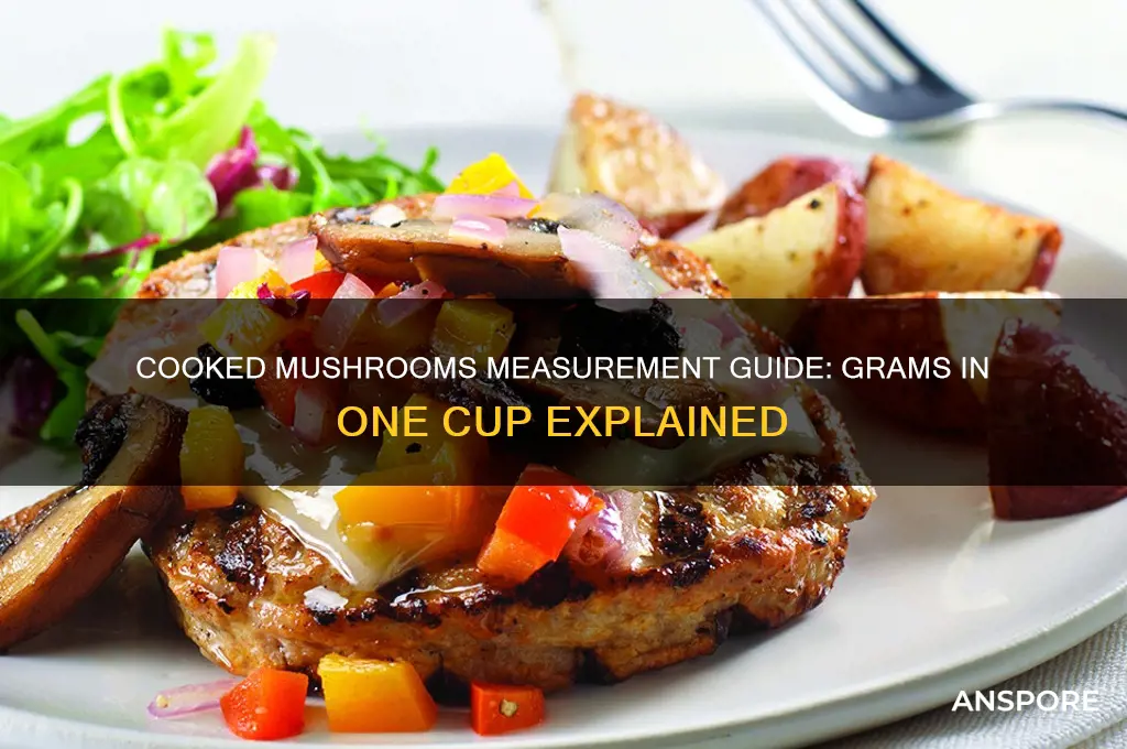 how many grams in one cup cooked mushrooms