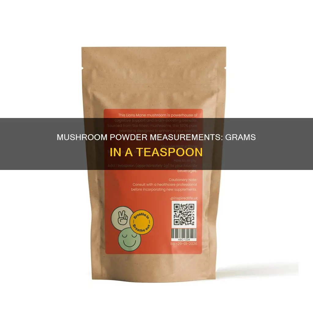 how many grams of powdered mushrooms in a teaspoon