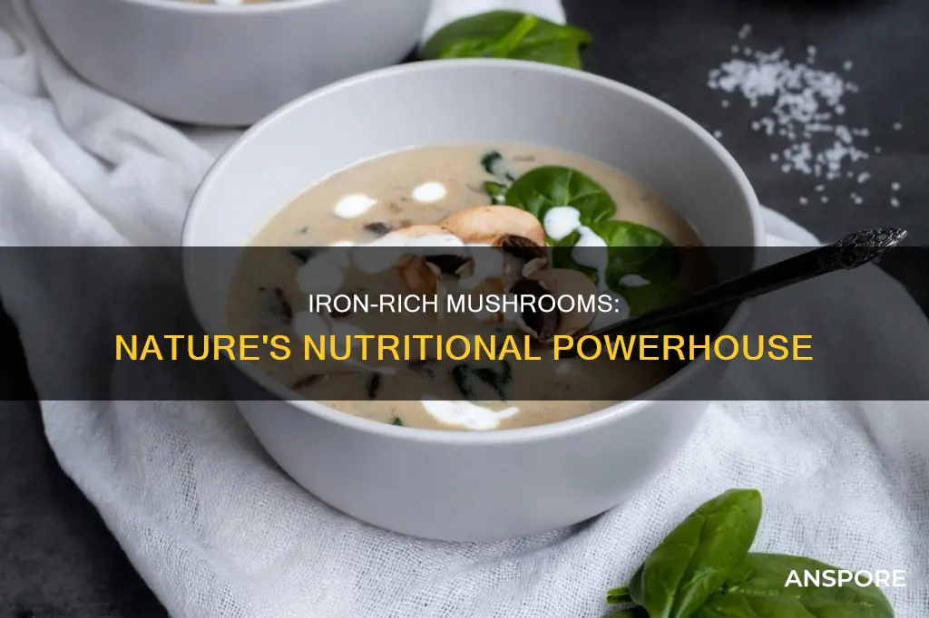 how many mg iron in mushrooms