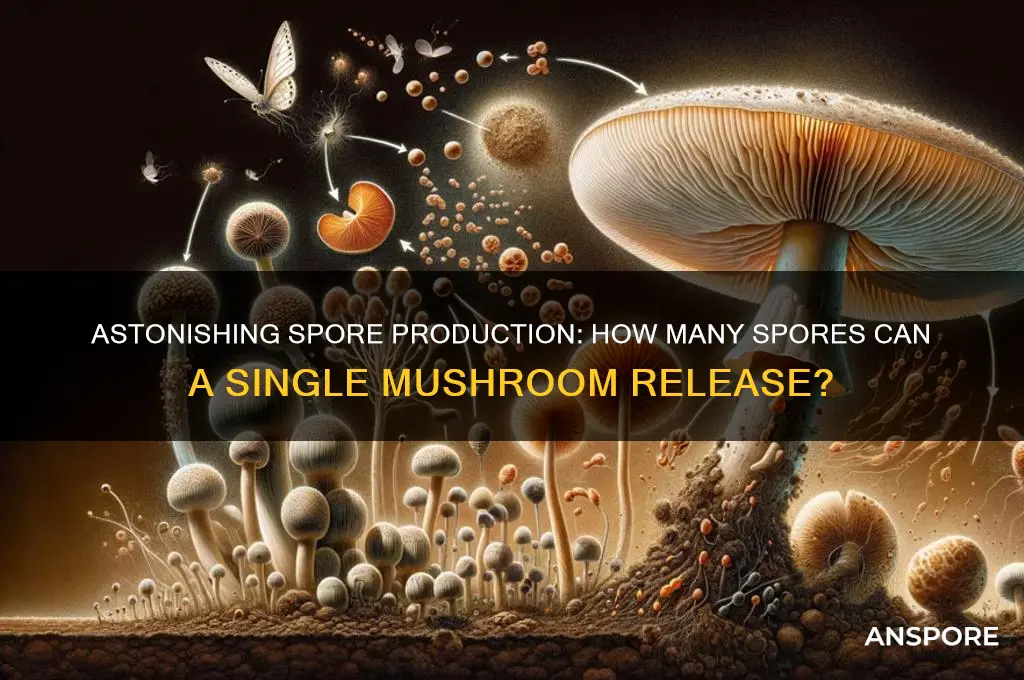 how many spores can a singl e mushroom producew