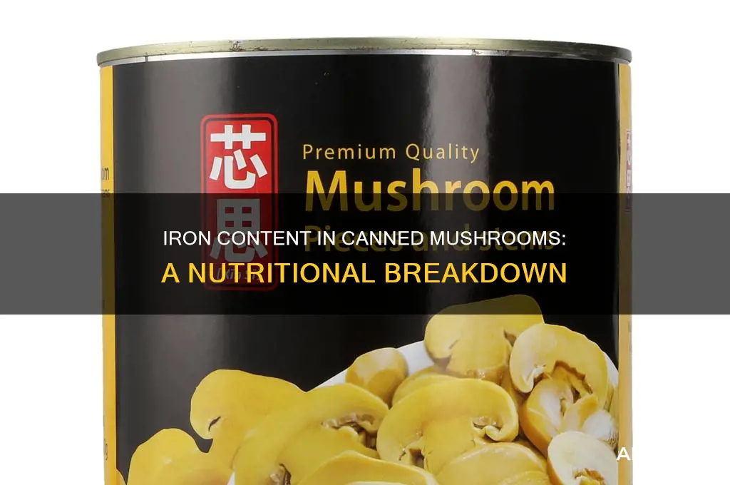 how much iron in a can of mushrooms