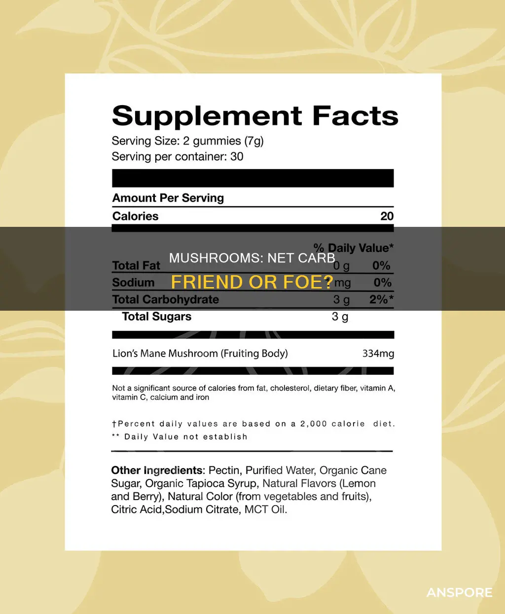 how nany net carbs in mushrooms