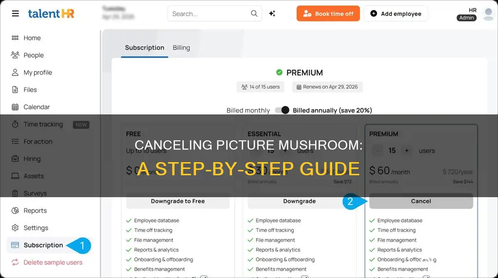 how to cancel picture mushroom app