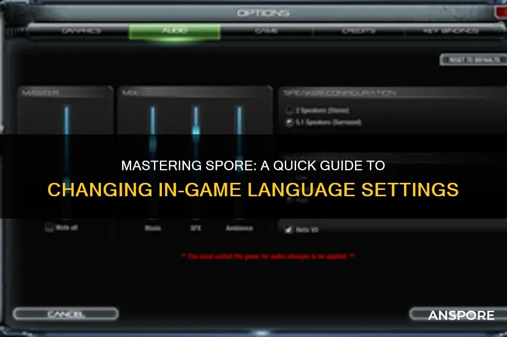 how to change language in spore