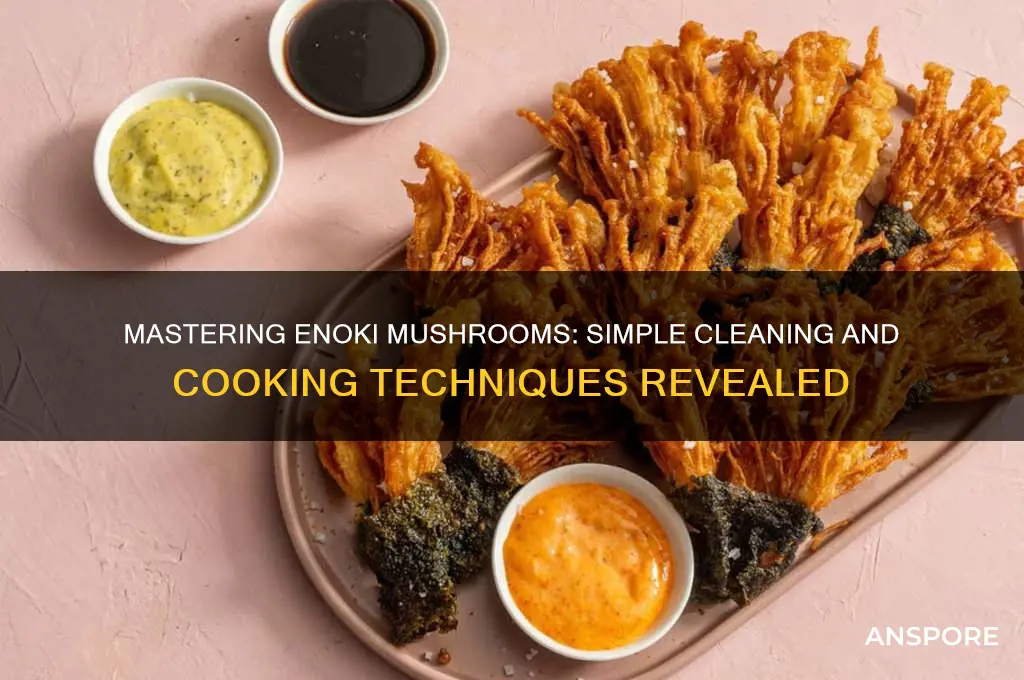 how to clean and cook enoki mushrooms
