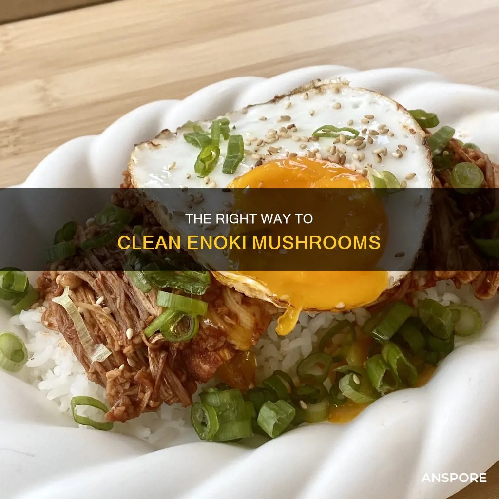 how to clean enoki mushroom