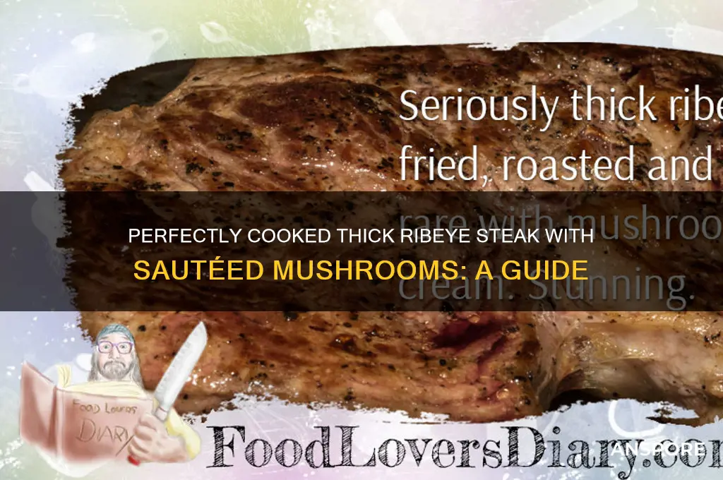how to cook a thick ribeye steak and mushrooms