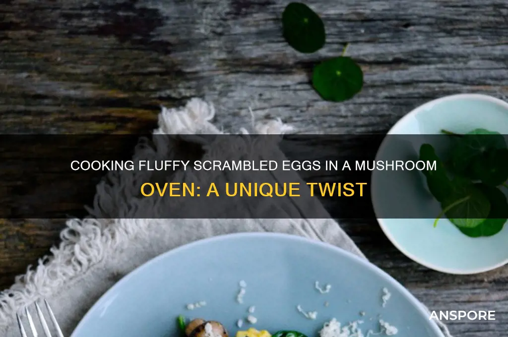 how to cook scrambles eggs inside small mushroom oven