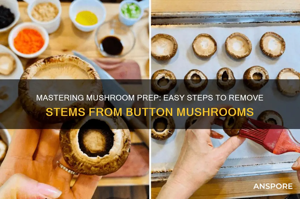 how to cut stems out of button mushrooms