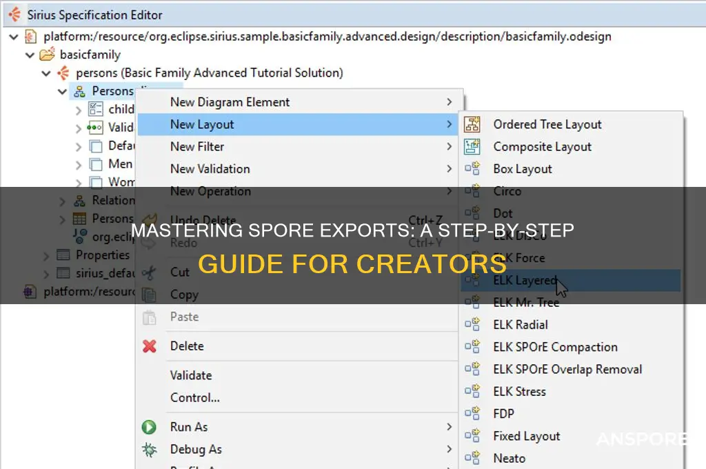 how to export from spore