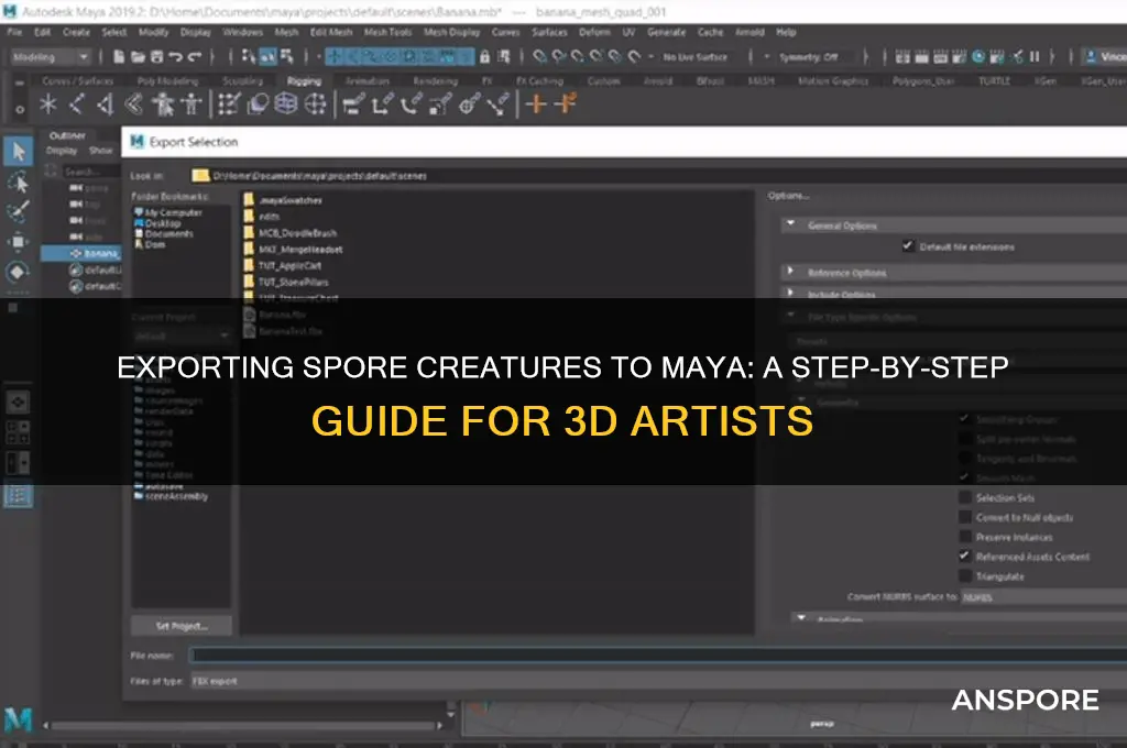 how to export spore creatures to maya