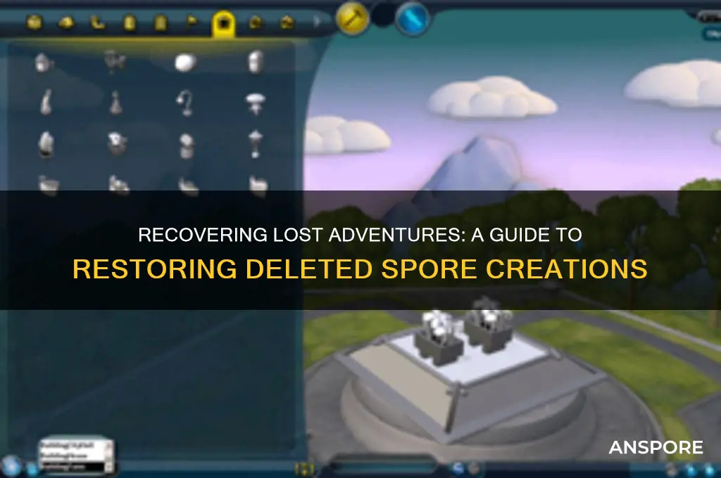 how to get a deleted adventure back in spore