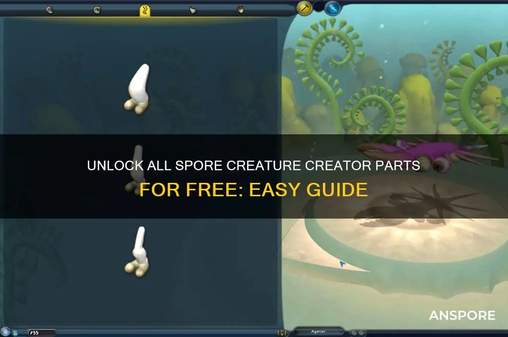 how to get all parts in spore creature creator free