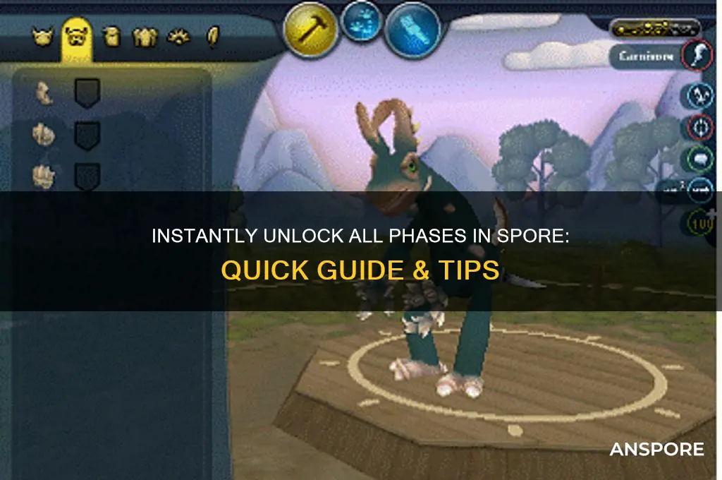 how to instantly unlock all phases in spore