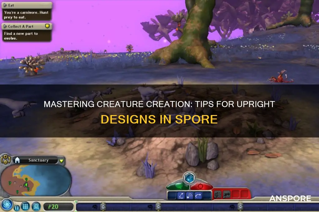 how to make a chreater up right in spore